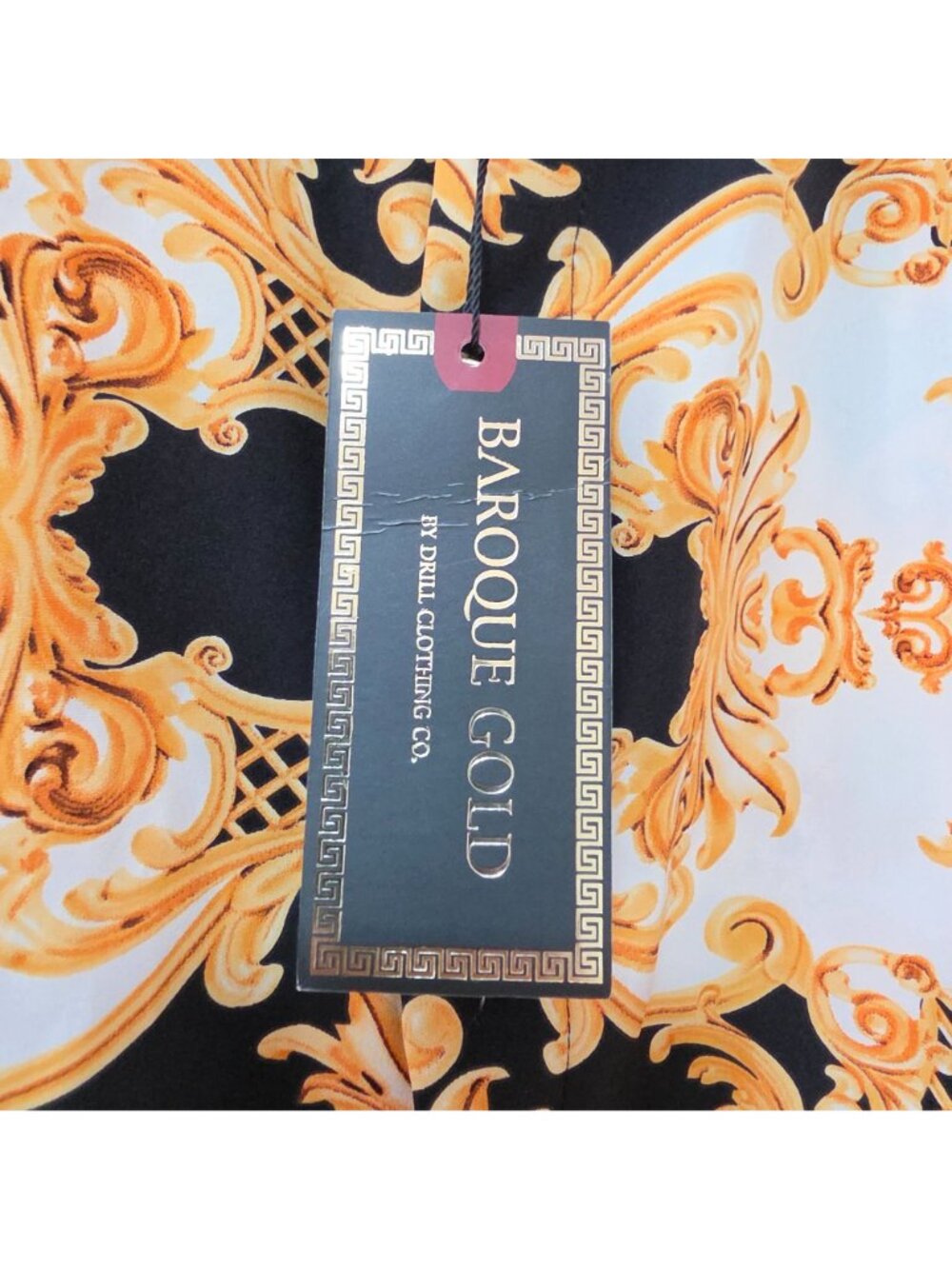Baroque Gold Filigree Button-Down Dress Shirt Black White Men's 5X NWT - Picture 6 of 7